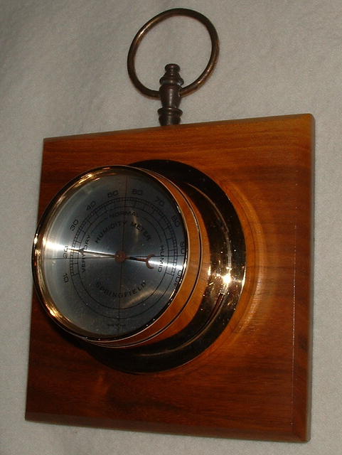 Vintage Springfield Humidity Meter on Hardwood Plaque