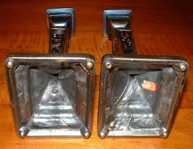 Vintage Egyptian Hieroglyph Cast Metal Candlestick Holders