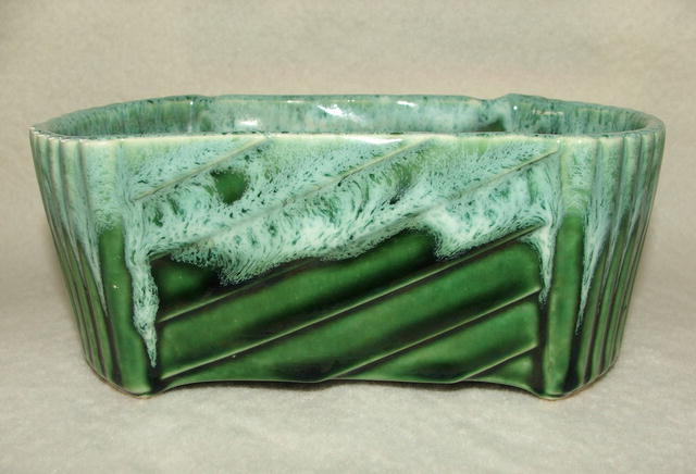 Vintage UPCO Pottery Green Drip Glaze Planter