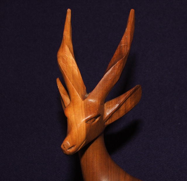 Mid-Century Carved Wood Antelope Sculpture