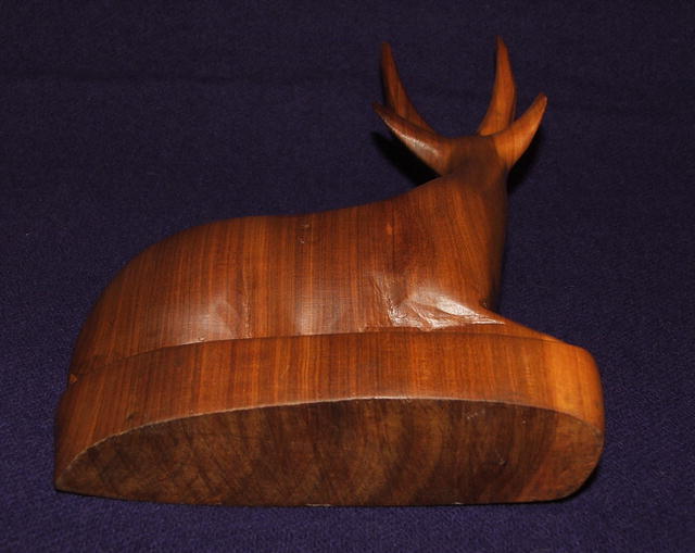 Mid-Century Carved Wood Antelope Sculpture