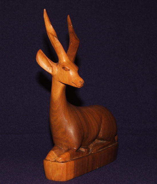 Mid-Century Carved Wood Antelope Sculpture