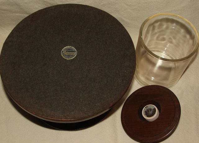 Vintage Round Walnut & Glass Humidor Pipe Stand