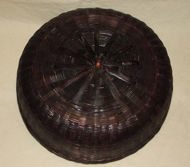 Large Antique Chinese Sewing Basket Filled With Buttons