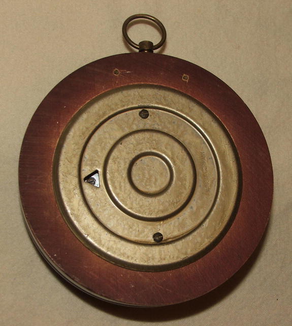 Vintage / Antique Round German Pic Barometer in Cherry, Brass, Glass