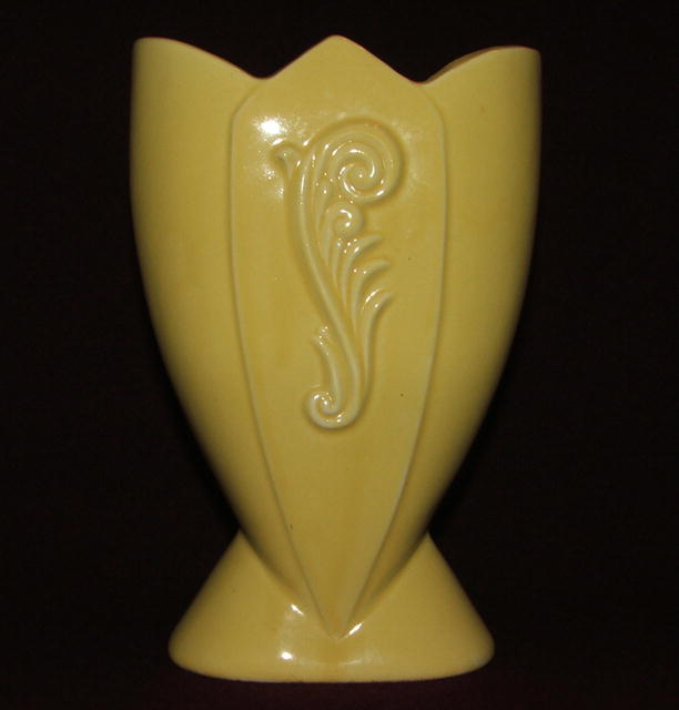 Vintage / Antique Yellow Art Deco Pottery Vase