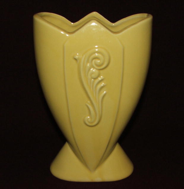 Vintage / Antique Yellow Art Deco Pottery Vase
