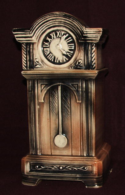 Unusual McCoy Pottery Grandfather Clock Cookie Jar
