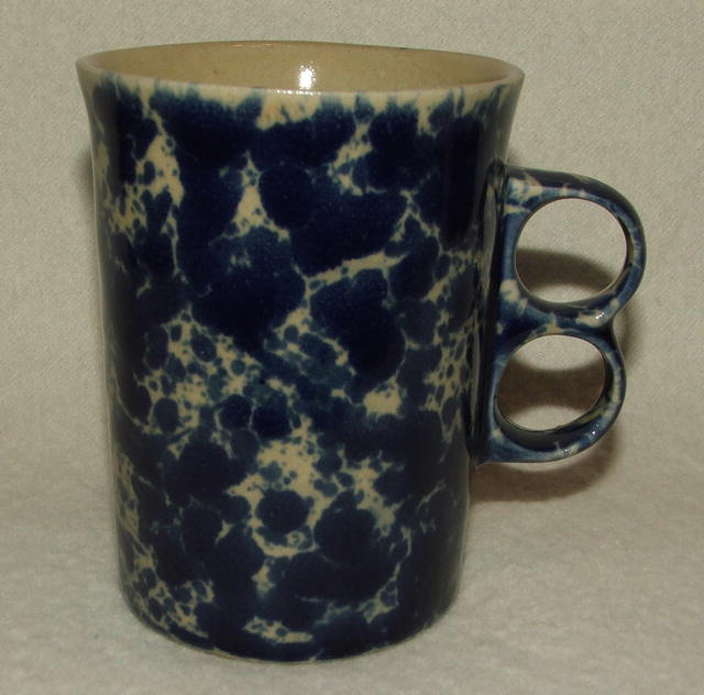 Vintage Bennington Potters Blue Agate Spongeware Trigger Mug - Gil