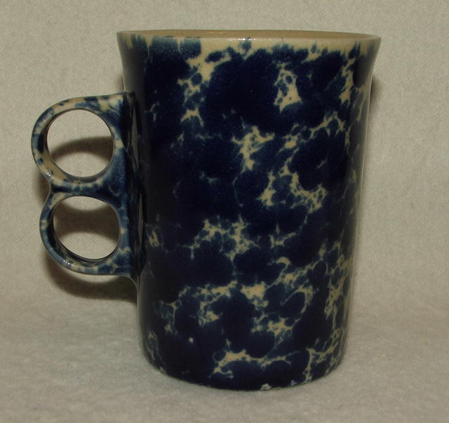 Vintage Bennington Potters Blue Agate Spongeware Trigger Mug - Gil