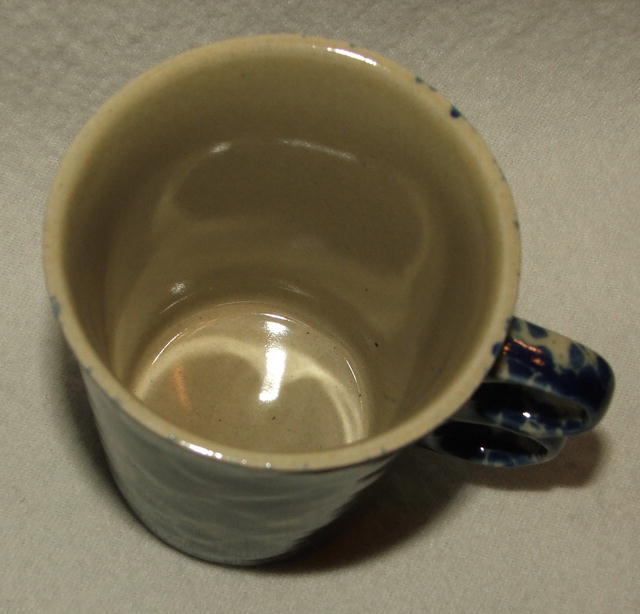 Vintage Bennington Potters Blue Agate Spongeware Trigger Mug - Gil