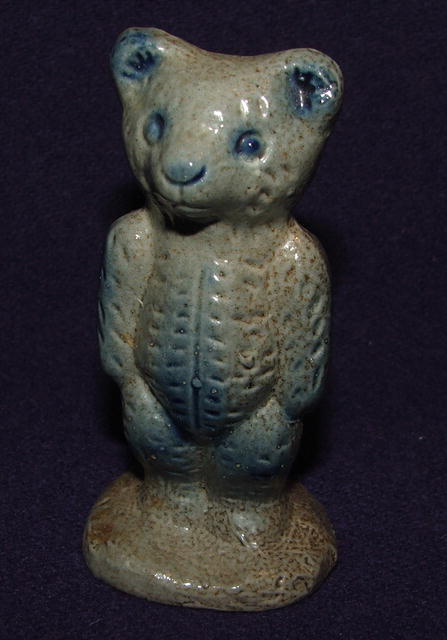 Beaumont Pottery Salt Glaze Cobalt & Gray Bear Figurine