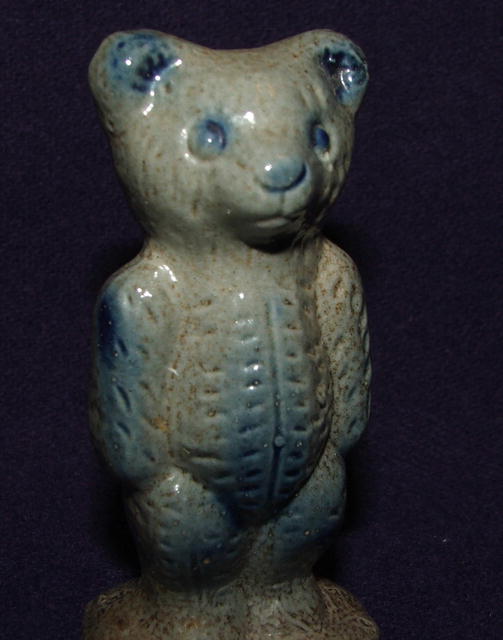 Beaumont Pottery Salt Glaze Cobalt & Gray Bear Figurine