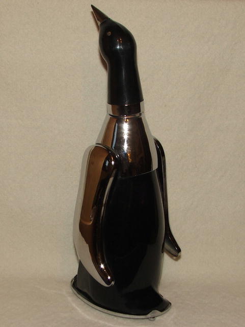 Mid-Century Fifties Chrome & Glass Penguin Decanter