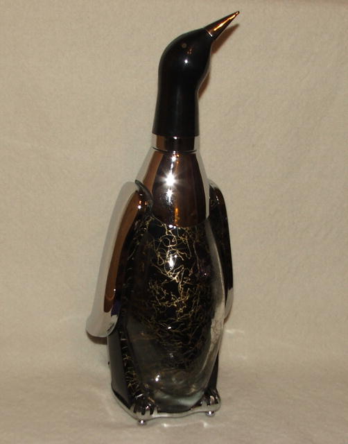 Mid-Century Fifties Chrome & Glass Penguin Decanter