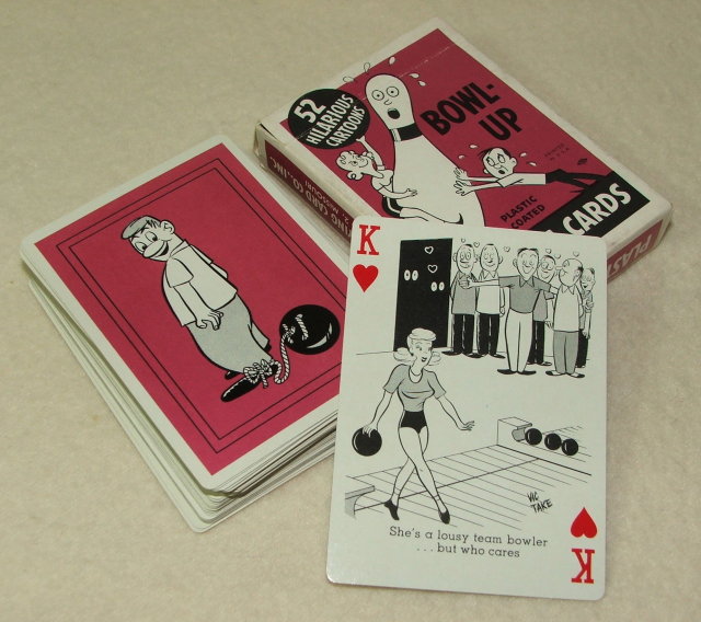 Vintage Bowl-Up Bowling Cartoon Playing Cards