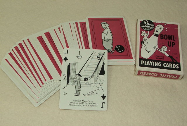 Vintage Bowl-Up Bowling Cartoon Playing Cards