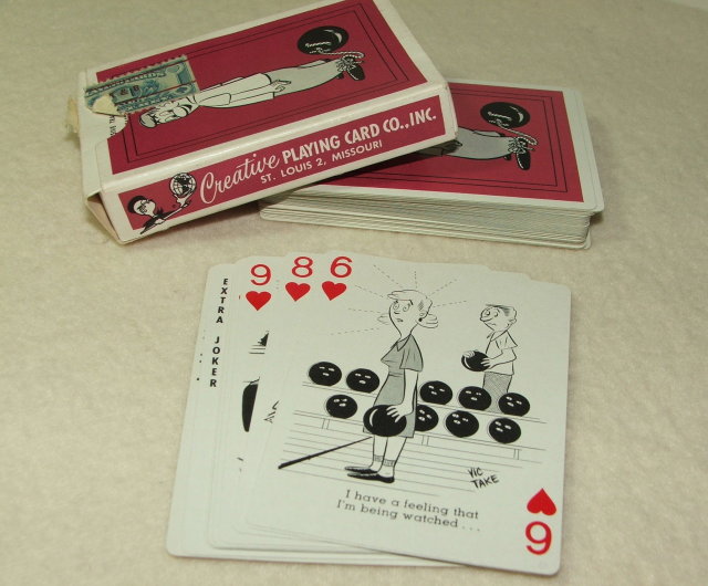 Vintage Bowl-Up Bowling Cartoon Playing Cards