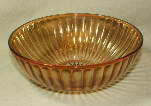 Iridescent Marigold Depression / Carnival Glass Bowl