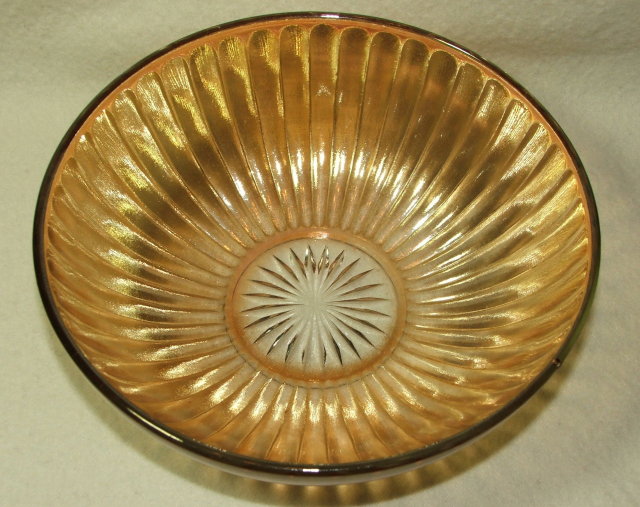Iridescent Marigold Depression / Carnival Glass Bowl