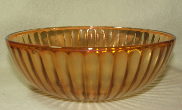 Iridescent Marigold Depression / Carnival Glass Bowl