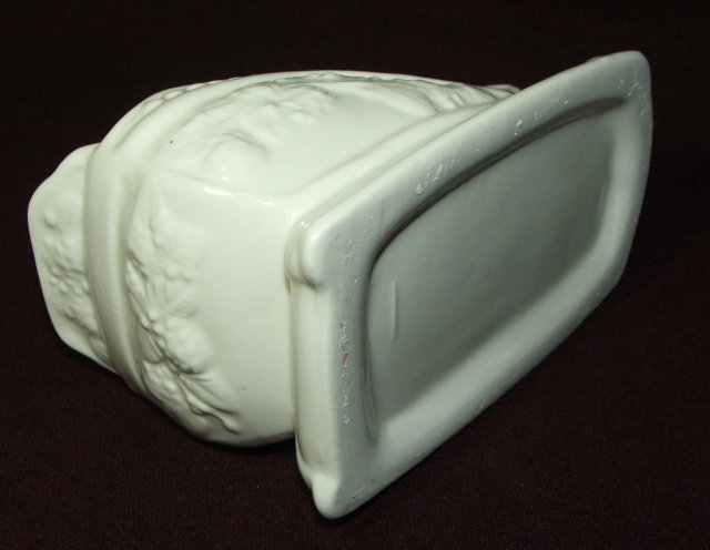 Vintage / Antique White Glazed Pottery Sleigh Planter