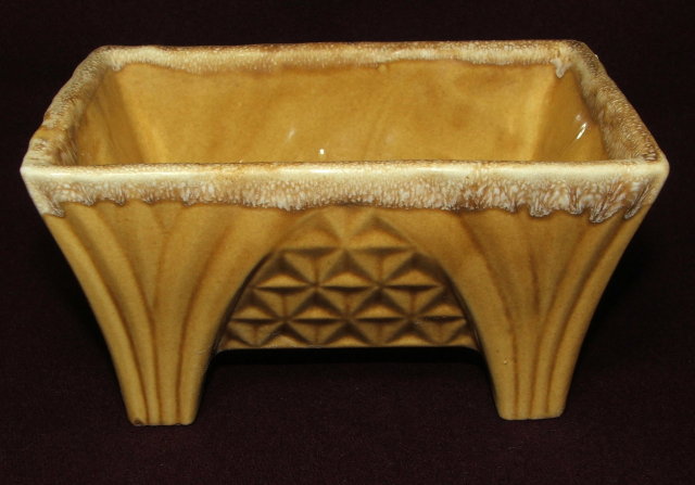 Mid-Century Gold Drip Glaze Footed Planter - CP 1446