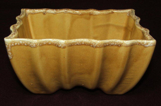 Mid-Century Gold Drip Glaze Scalloped Planter - CP USA