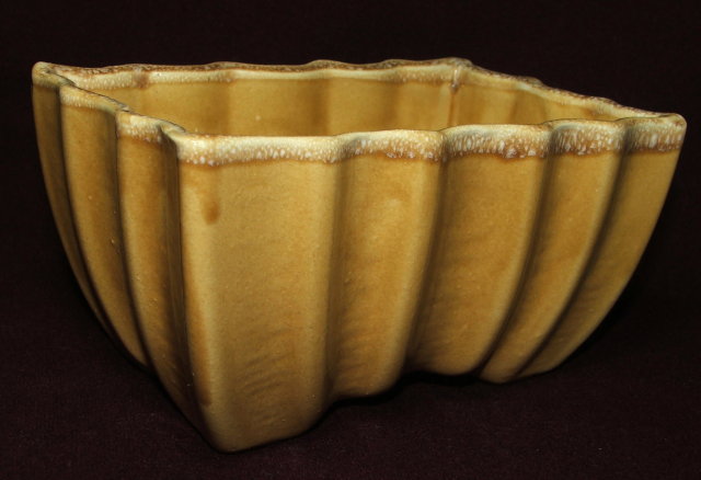 Mid-Century Gold Drip Glaze Scalloped Planter - CP USA