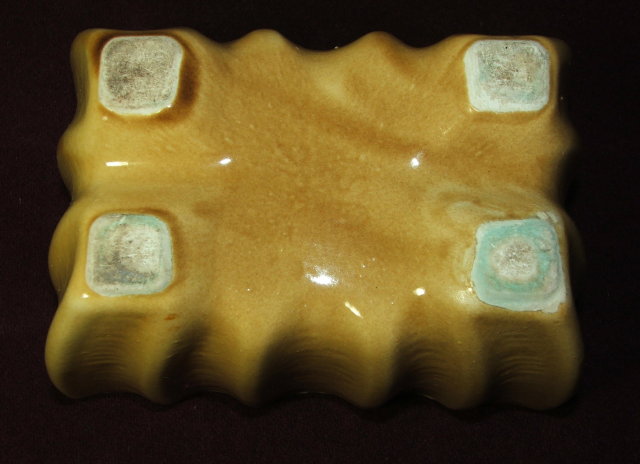 Mid-Century Gold Drip Glaze Scalloped Planter - CP USA