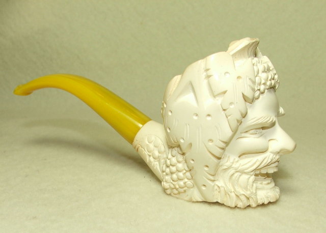 Vintage Meerschaum Pipe, Amber Stem, Case