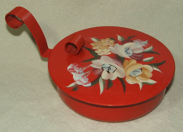 Vintage Orange Tole Painted Metal Silent Butler