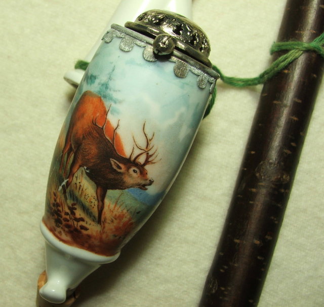 Vintage Czechoslovakia Pipe / Handpainted Stag