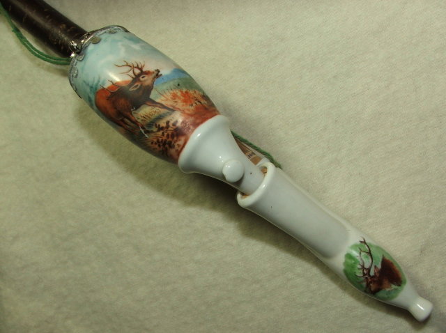 Vintage Czechoslovakia Pipe / Handpainted Stag