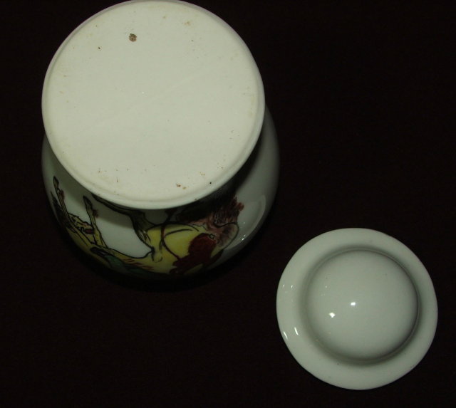 Vintage Ginger Jar With Handpainted Warrior and Horse