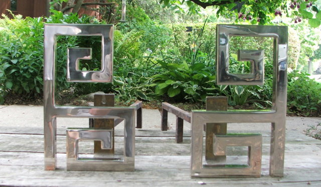 Mid Century Retro Asian Influence Andirons