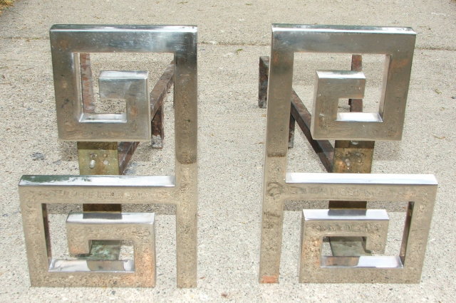 Mid Century Retro Asian Influence Andirons