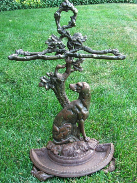 Antique Cast Iron Figural Dog Umbrella Stand