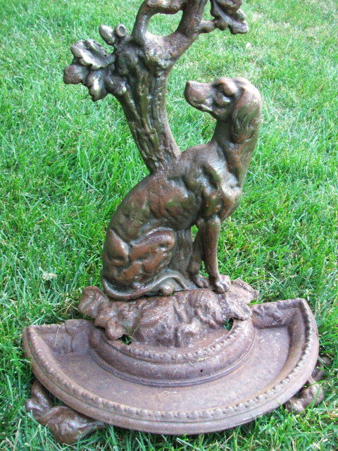 Antique Cast Iron Figural Dog Umbrella Stand