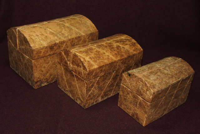Set of Three Antique Nesting Hump-Backed Boxes