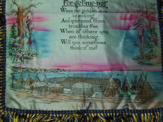 1950s Vintage St. Ignace Michigan Souvenir Pillow Sham