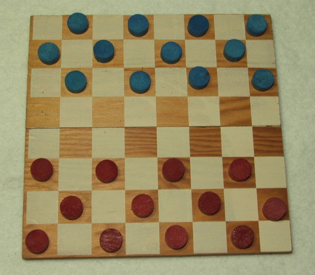 Vintage 1940's Pocket Size Wooden Checkers Set in Box