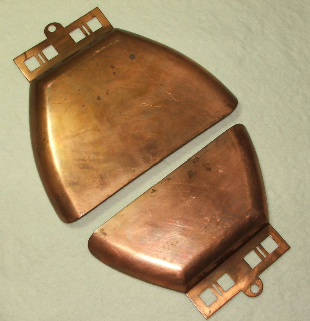 Antique Copper Art Deco Crumb Trays