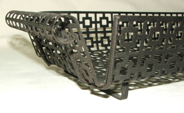 Mid-Century Retro Asian Influence Wrought Iron Basket Tray