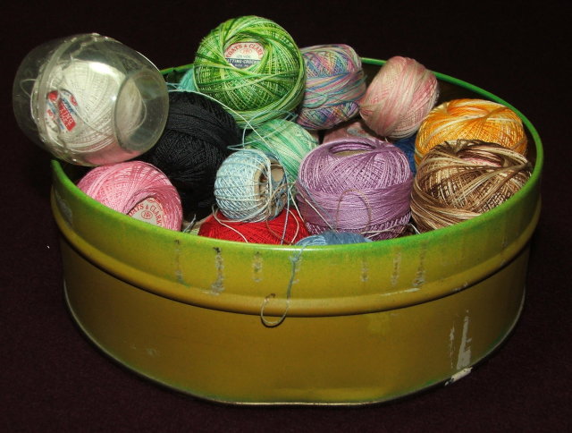 Vintage Katherine Beecher Butter Mints Tin / Vintage Tatting-Crochet Thread