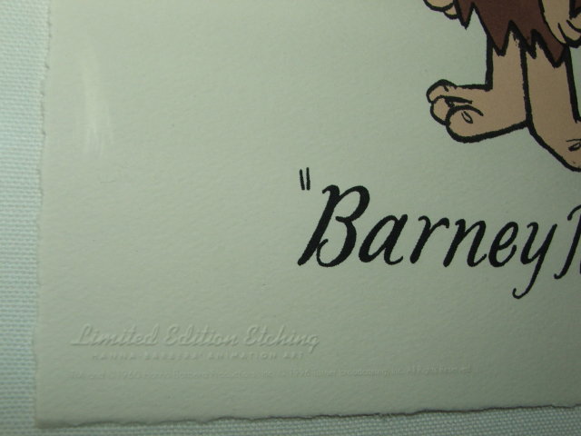 Limited Edition Hanna Barbera Barney Rubble Etching