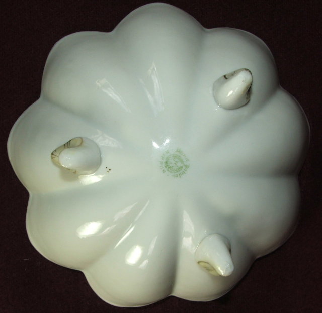Nippon Noritake Fluted Nut Dish - Peach and Cream Blossoms