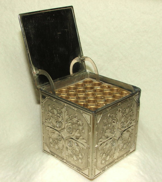 Vintage Embossed Metal PopUp Cigarette Box