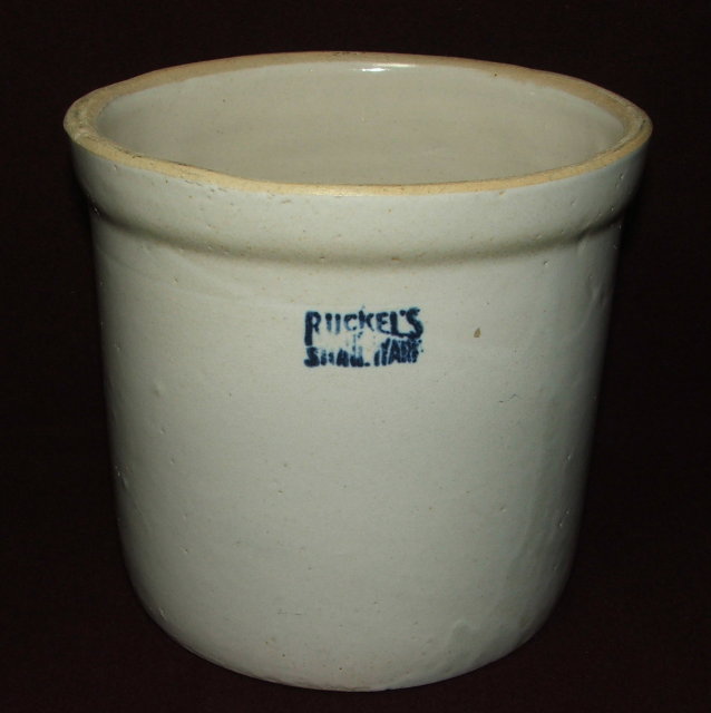 Vintage / Antique Ruckels Stoneware Crock - White Hall, IL