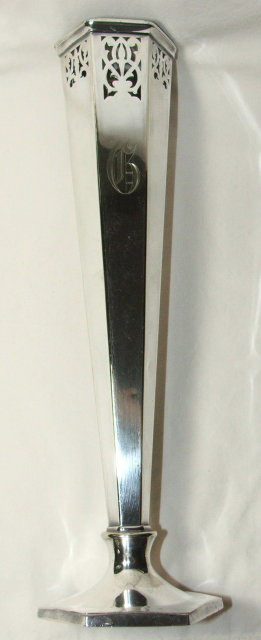 Vintage / Antique Sheffield Pierced Silver Metal Vase
